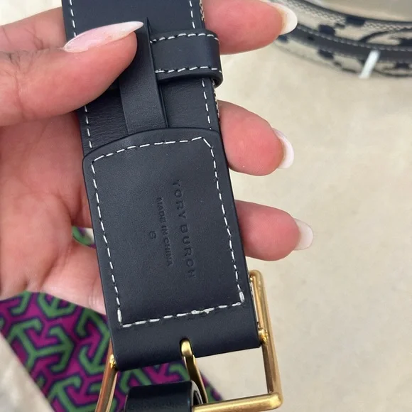 Tory burch T monogram 1.5 mavy blue Belt size small - Picture 5 of 7